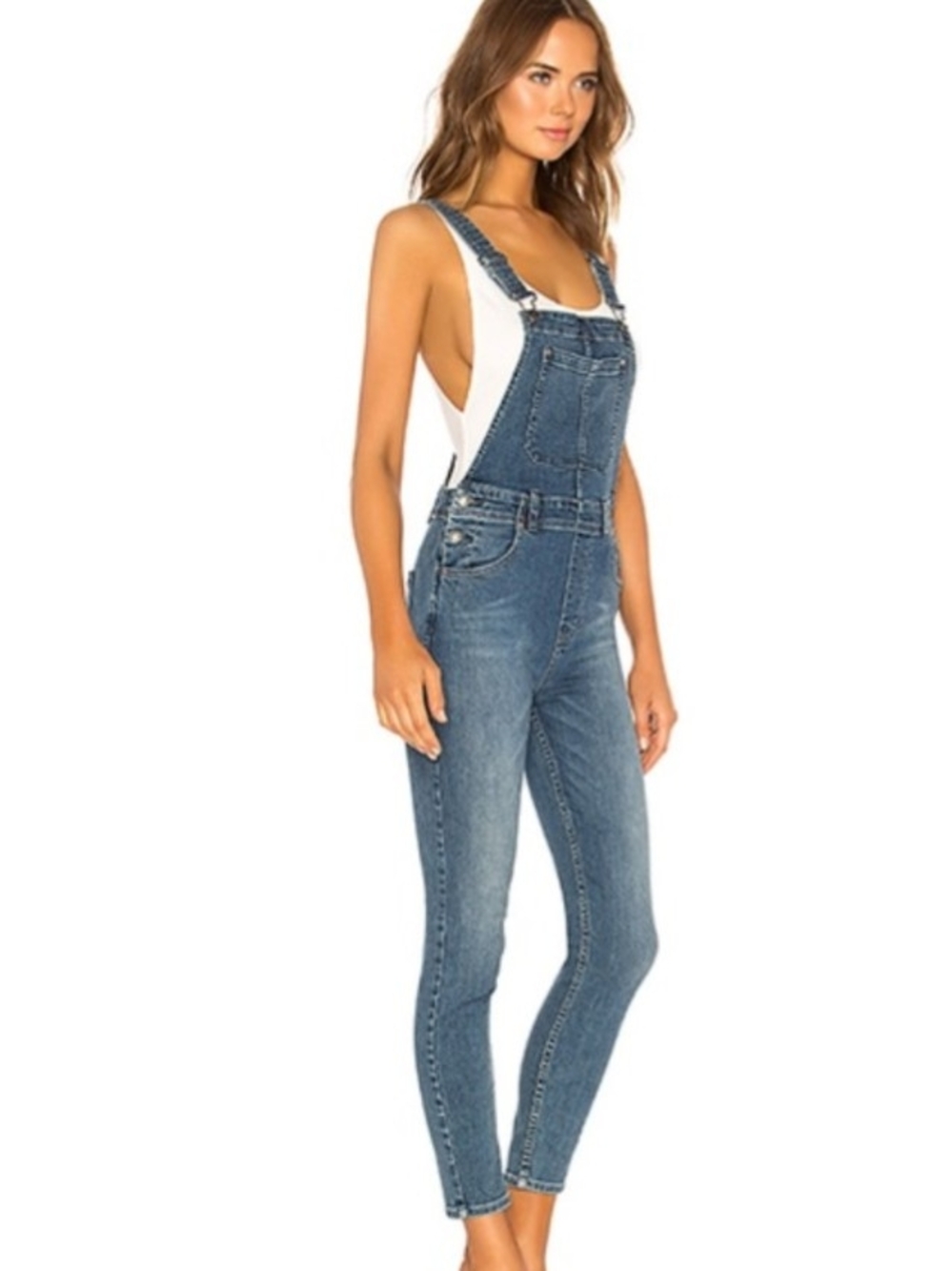 Women's Blue Denim Overalls Jeans - Classic Slim Fit